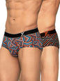 XYXX Mens Cotton Striped (Pack of 2) CR16_Brief_01_2_3_Red Black Stripes