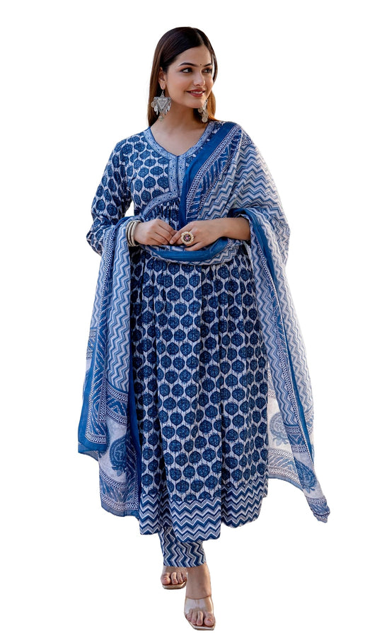 KLOSIA Women Printed Kurta and Pant Set with Dupattas
