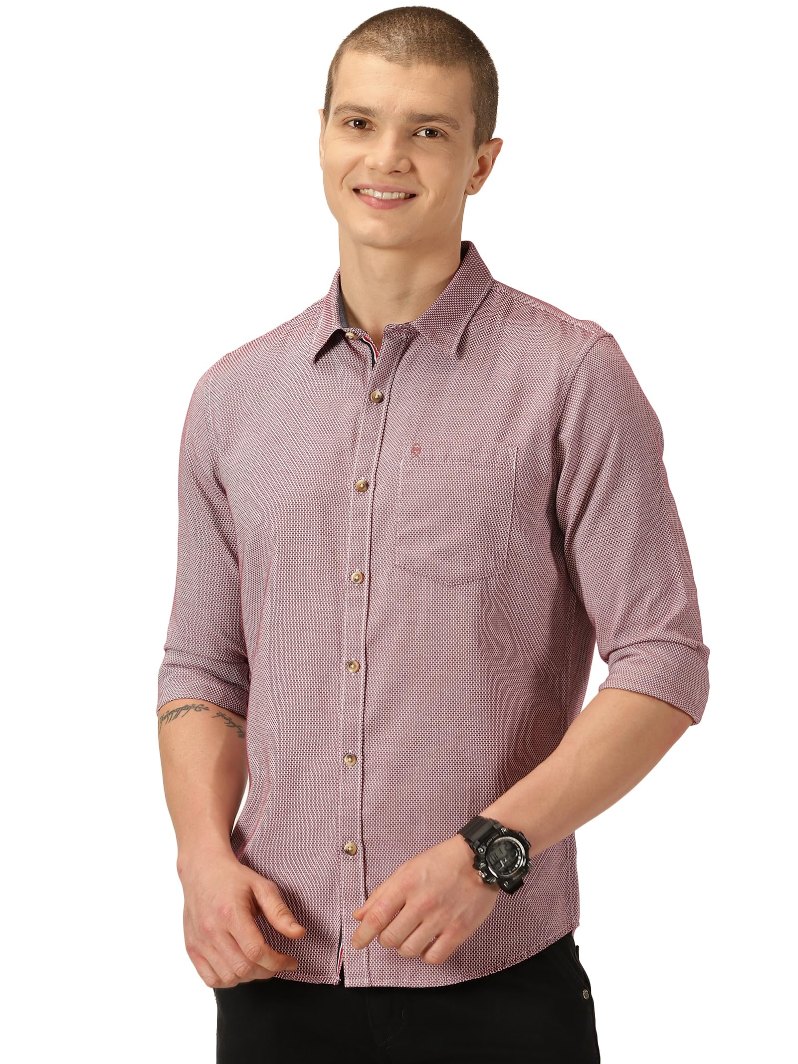 Thomas Scott Cotton Slim Fit Shirt Maroon