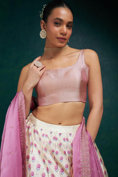 Soch Womens Pink Chevron Woven Design Tussar Padded Blouse