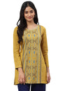 Yellow Jacquard Short Kurti