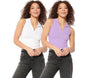 Shasmi Womens & Girls Solid Ribbed Polo Club Collar Sleeveless Slim Fit Simplicity Tank Tops (Pack of 2) (TOP 49 White Purple