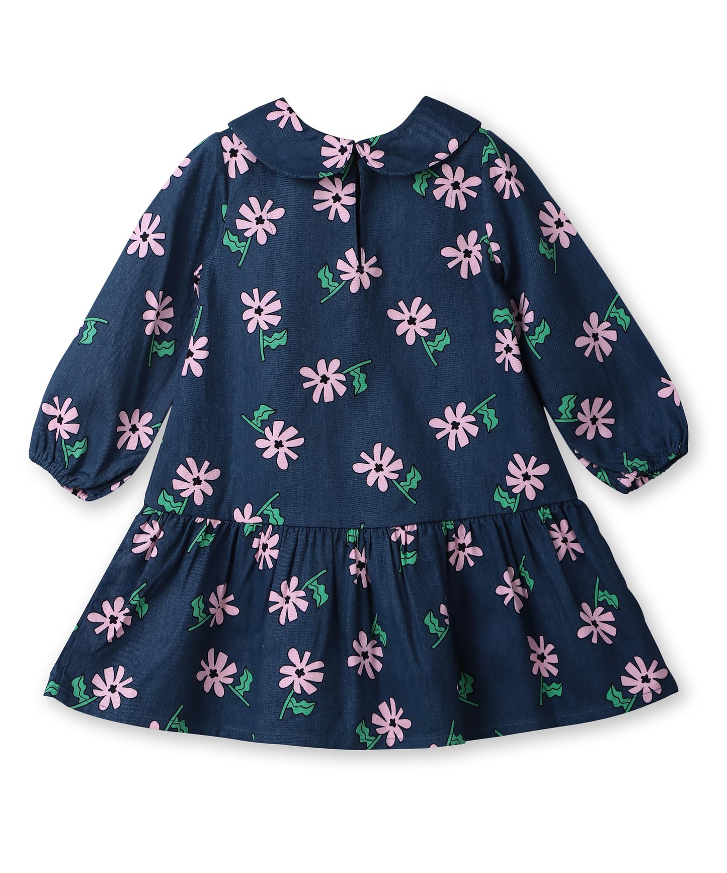 Beebay Kids Girls Frill Collar Floral Dress Navy