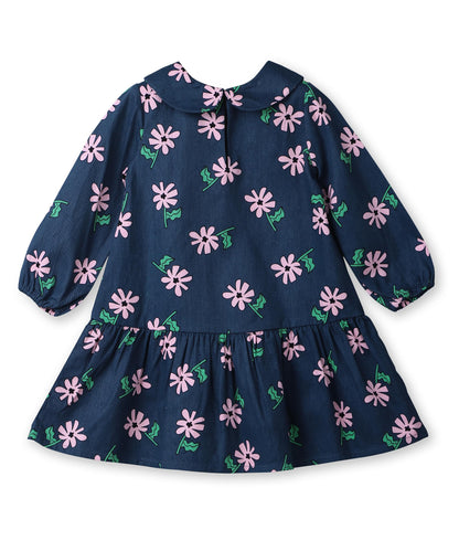 Beebay Kids Girls Frill Collar Floral Dress Navy