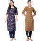 Tee Projekt Digital Printed Crepe Kurta Set For Women Ll Printed Kurti & Pant Set Ll Combo Kurta Set Ll (Pack Of 2)
