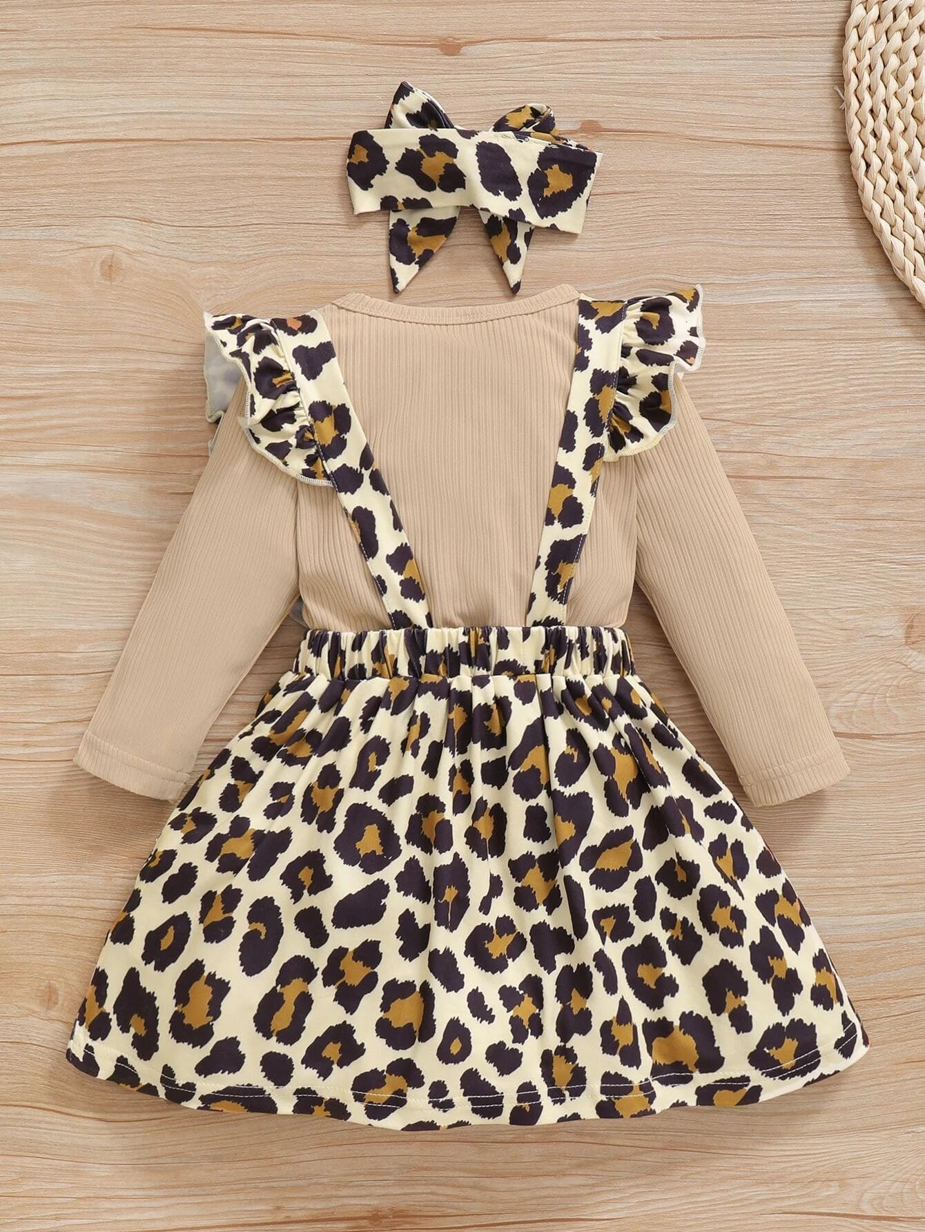 TAGAS Girls Leapard Print Full Sleeve Dress || Girls Dress || Party Dress for Girls || Fancy Dress Cream