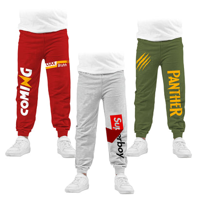 Kyda Kids Boys Cotton Printed Track Pants (Pack Of 3)