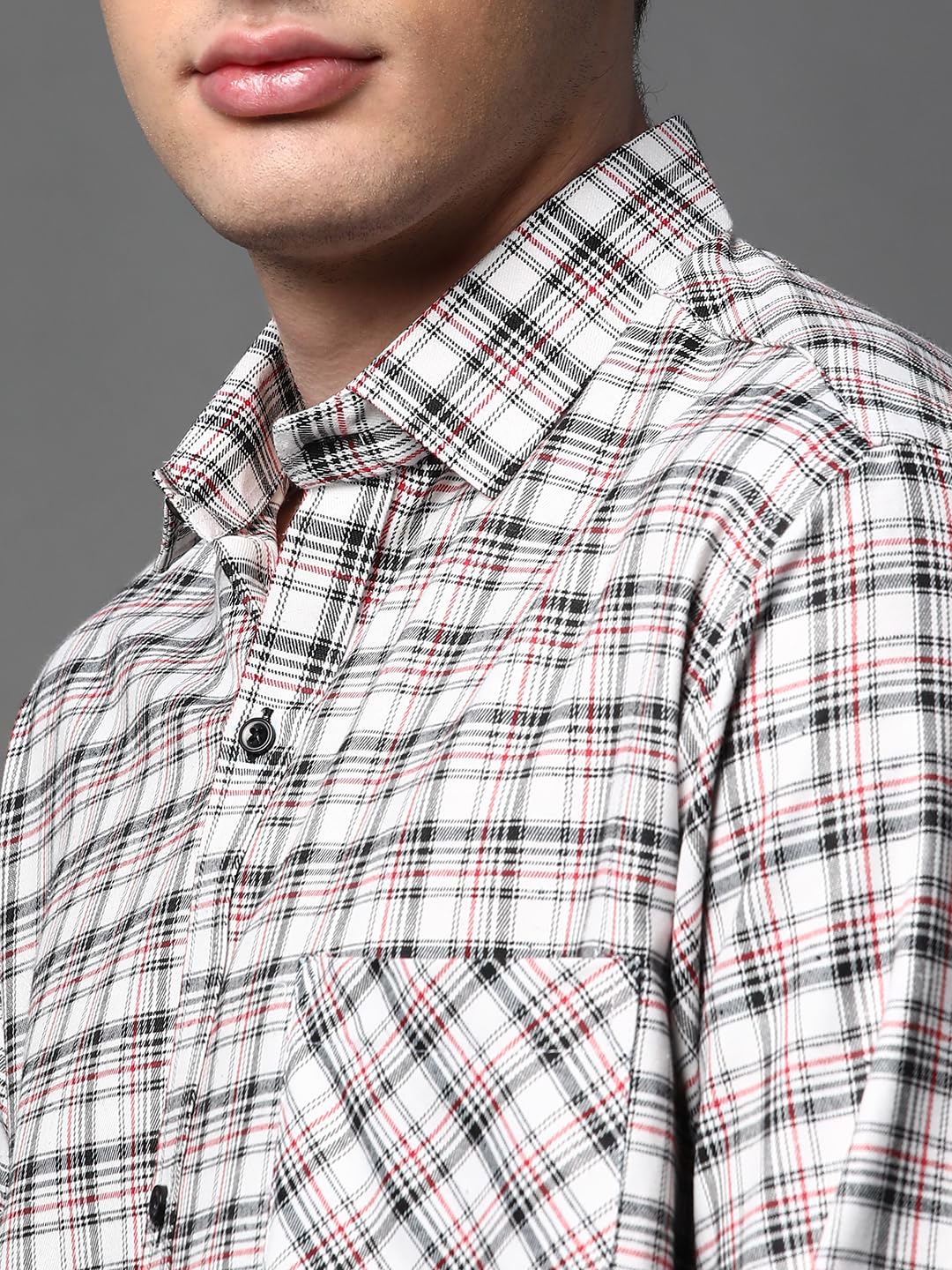Brown Culture MenS Cotton Blend Checkered Shirt With Spread Collared Full Sleeves Standard Length And Button Down Closure Type|