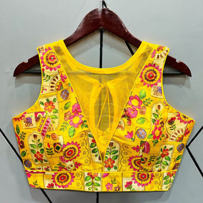 Vihu Fashion Womens Phanotm Silk Floral Sleeveless Saree Blouse
