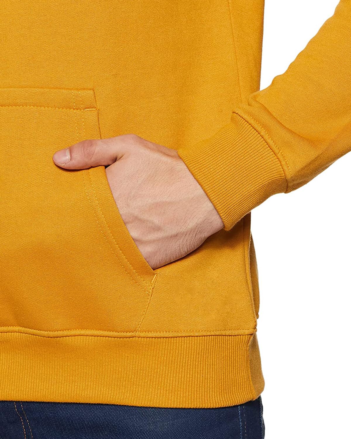 Adro Men'S Cotton Neck Hooded Sweatshirt (H20-M-Byo-Mu_Mustard)
