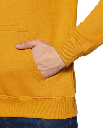 Adro Men'S Cotton Neck Hooded Sweatshirt (H20-M-Byo-Mu_Mustard)
