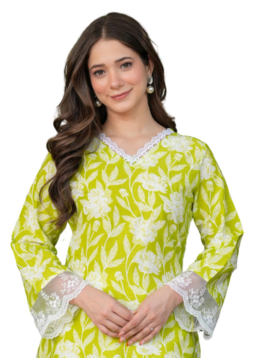 rytras Women's Cotton Floral Regular Straight Kurta
