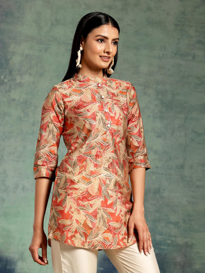 Libas Womens Silk Blend Printed Straight Kurtis (37109_Beige