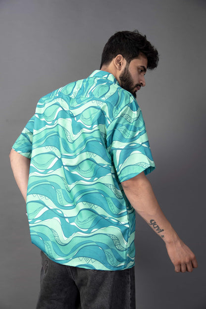 Brown Culture MenS Cotton Blend Abstract Print Shirt With Spread Collared Half Sleeves Standard Length And Button Down Closure