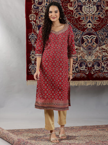 Aurelia Women's Viscose Abstract Regular Kurta