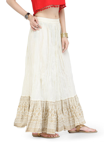 Varanga Cotton Aline Skirt White