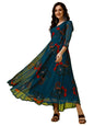 Fashion2Wear WomenS Georgette Casual Floral Digital Print V-Neck 3/4 Sleeve Knee-Length Fit & Flare Long Maxi Gown Dress For Gi