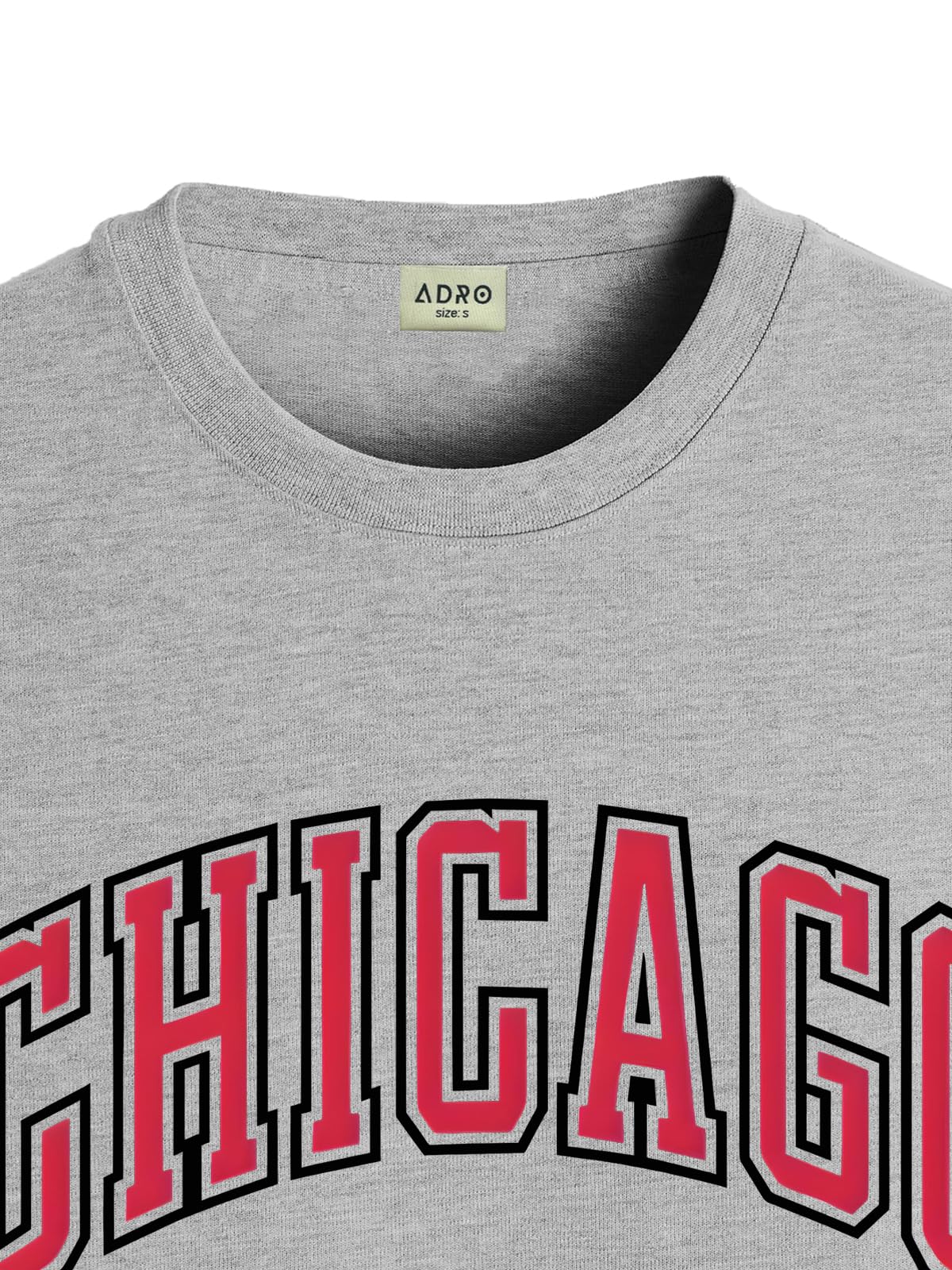 ADRO Mens T Shirt Urban Style Tshirt Printed with Chicago Design Cotton & Eye Catching Print Stylish T-Shirt for Men Grey Tshirt