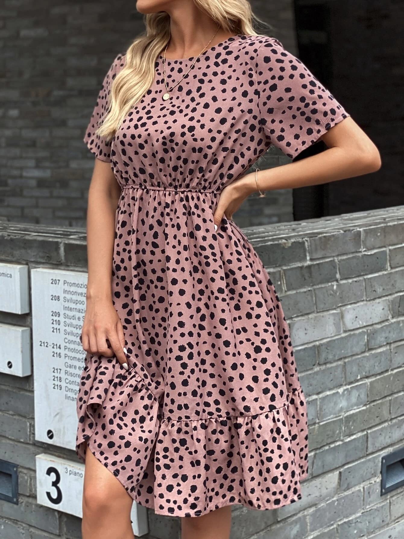 Tagas Women'S Knee-Length Dress (Op-3215-Dusty Pink-M_Pink_M)