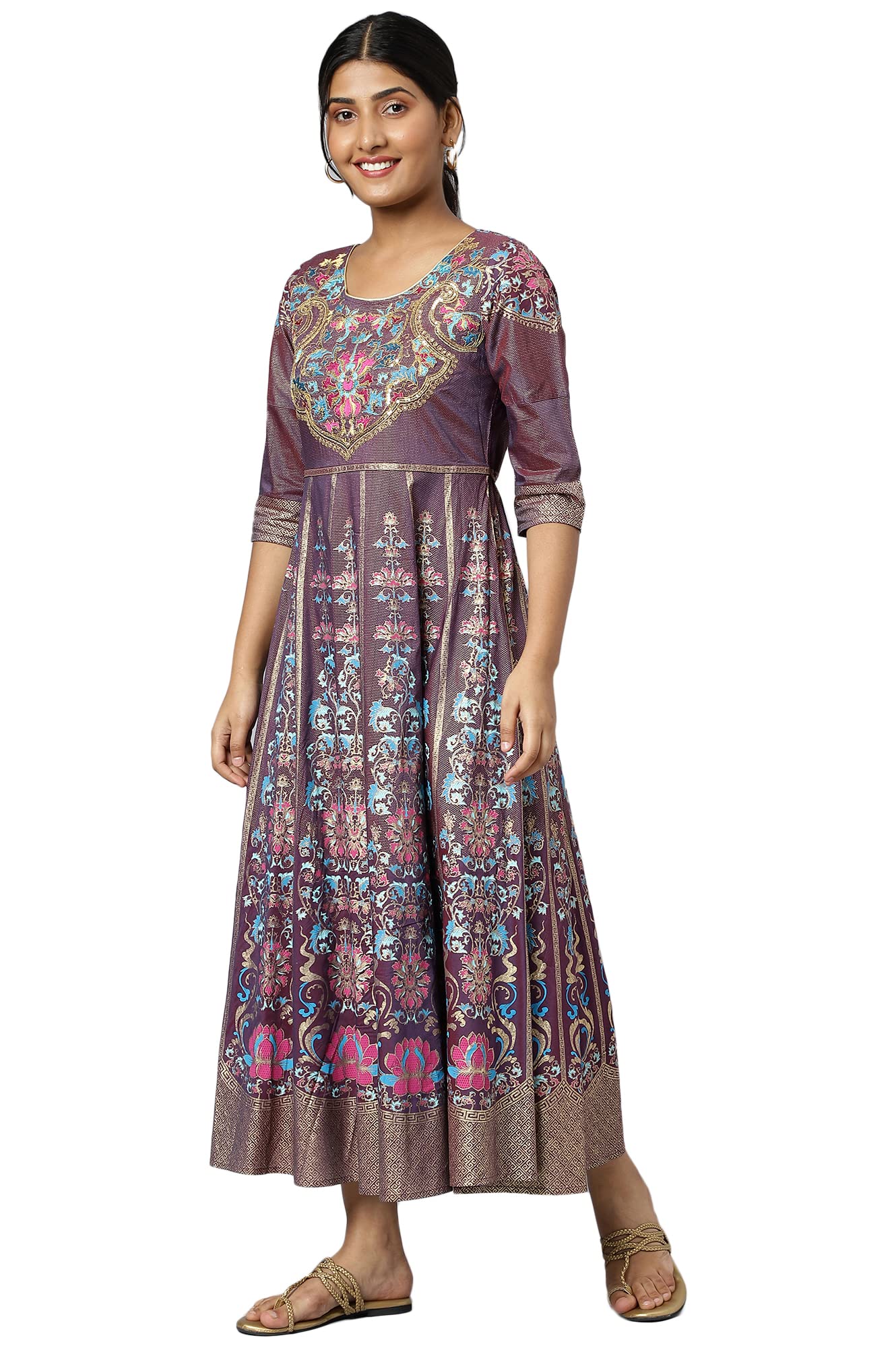 Aurelia WomenS Purple Floral Printed A-Line Dress_22Aua13449-504850_S
