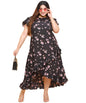 Oomph! WomenS Western & Fusion Wear Crepe Wrap Maxi Dress - Black