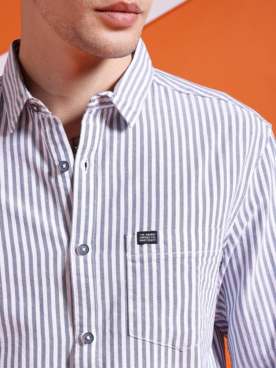 The Indian Garage Co Mens Slim Fit Shirt (0723-SHSTYD-05_Navy