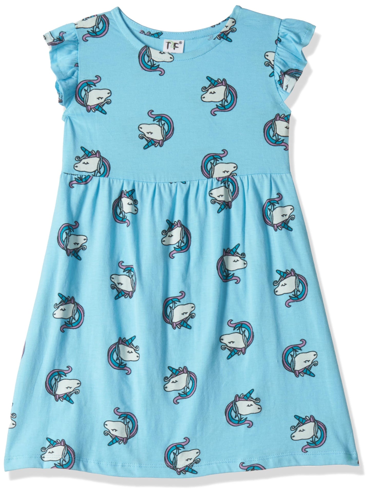 T2F Girls Cotton Printed Regular Fit Casual Dress
