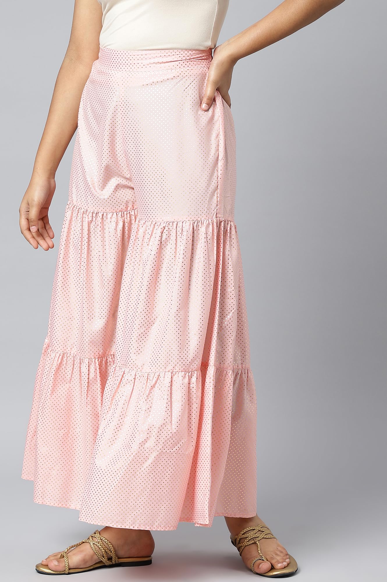 Aurelia Pink Polka Dot Sharara Ethnic Bottomwear
