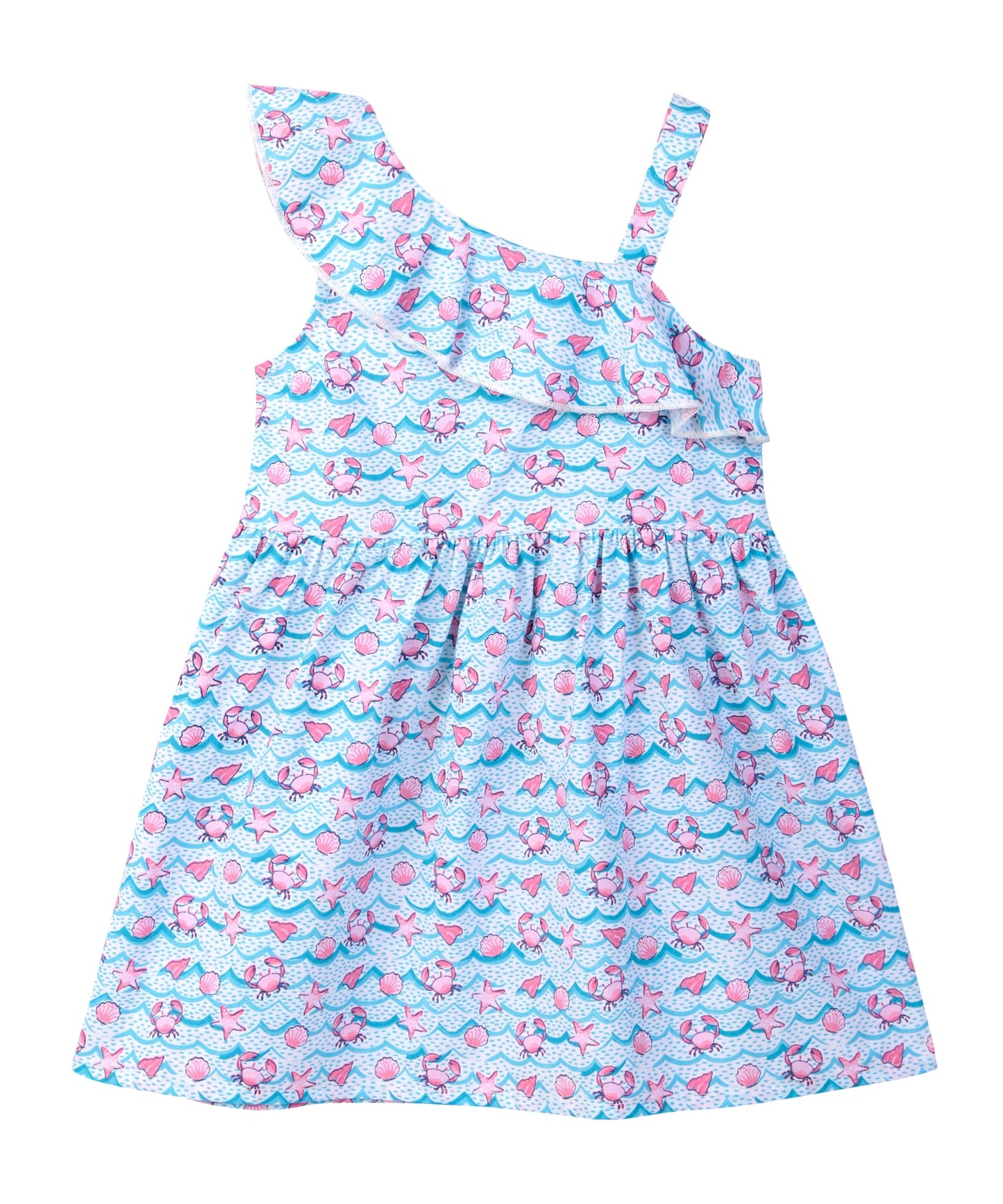ONE SHOULDER RUFFLE DRESS MULTI - COL