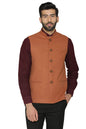 WINTAGE Mens Tweed Wool Festive and Casual Nehru Jacket Vest Waistcoat : Red