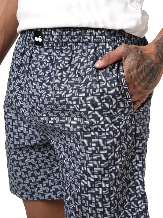 Bewakoof MenS All Over Printed Regular Fit Cotton Boxer_1004034_Blue_Xl