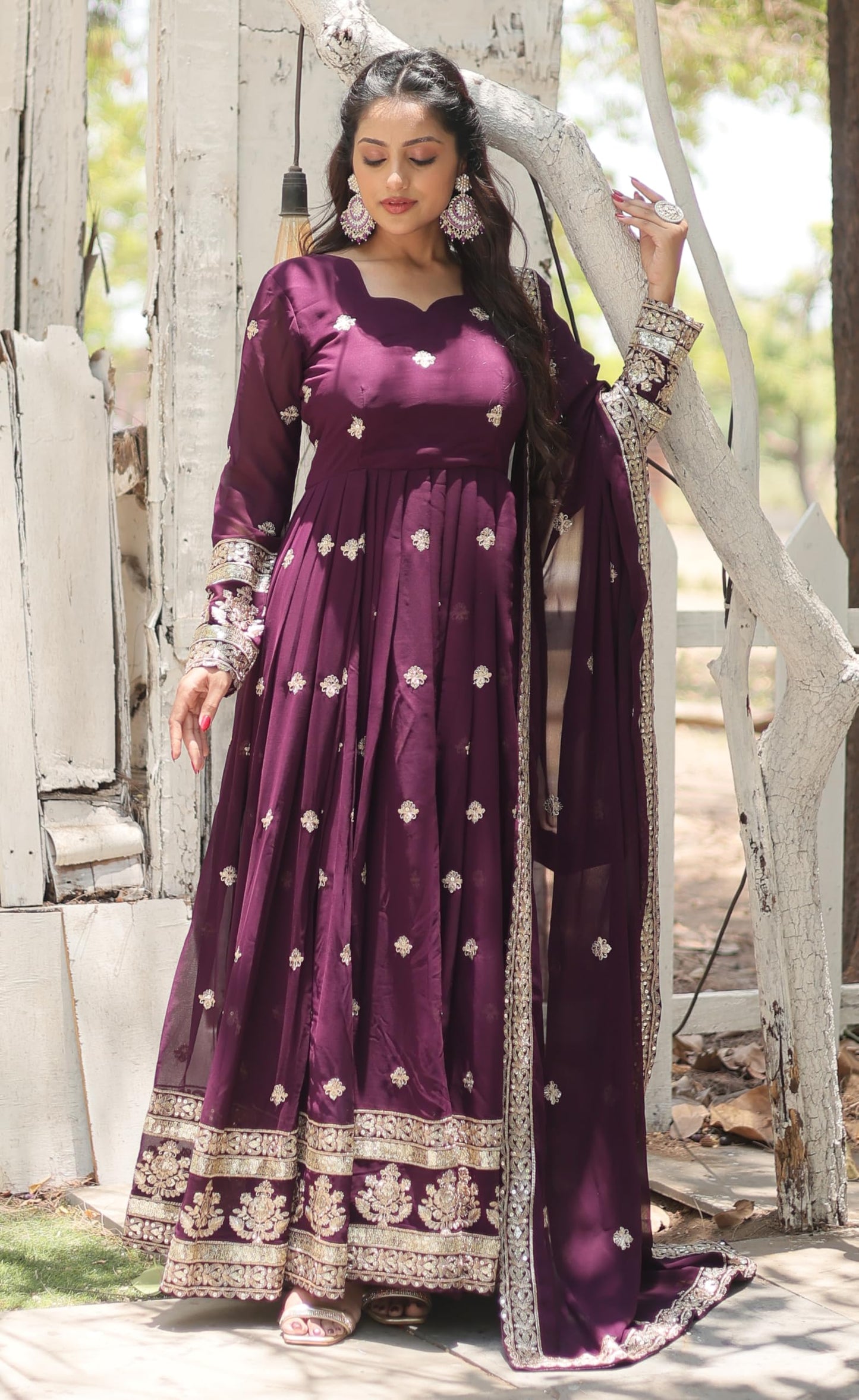 Fashion Basket Georgette Anarkali Dress For Women Wine