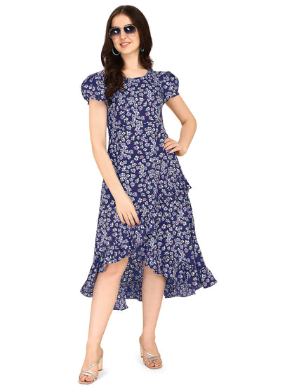 Oomph! WomenS Western & Fusion Wear Wrap Midi Dresses For Women, Blue - Md267