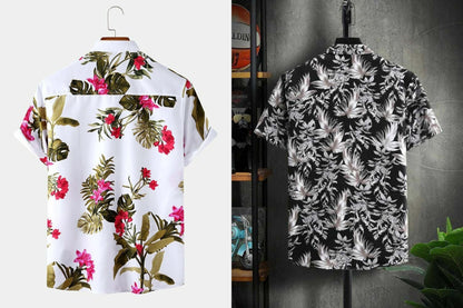 Rebelify Half Sleeve Printed Shirts For Men Regular Fit Printed Spread Collar Casual Shirt Lycra Fabric With Combo Shirt (Pack O