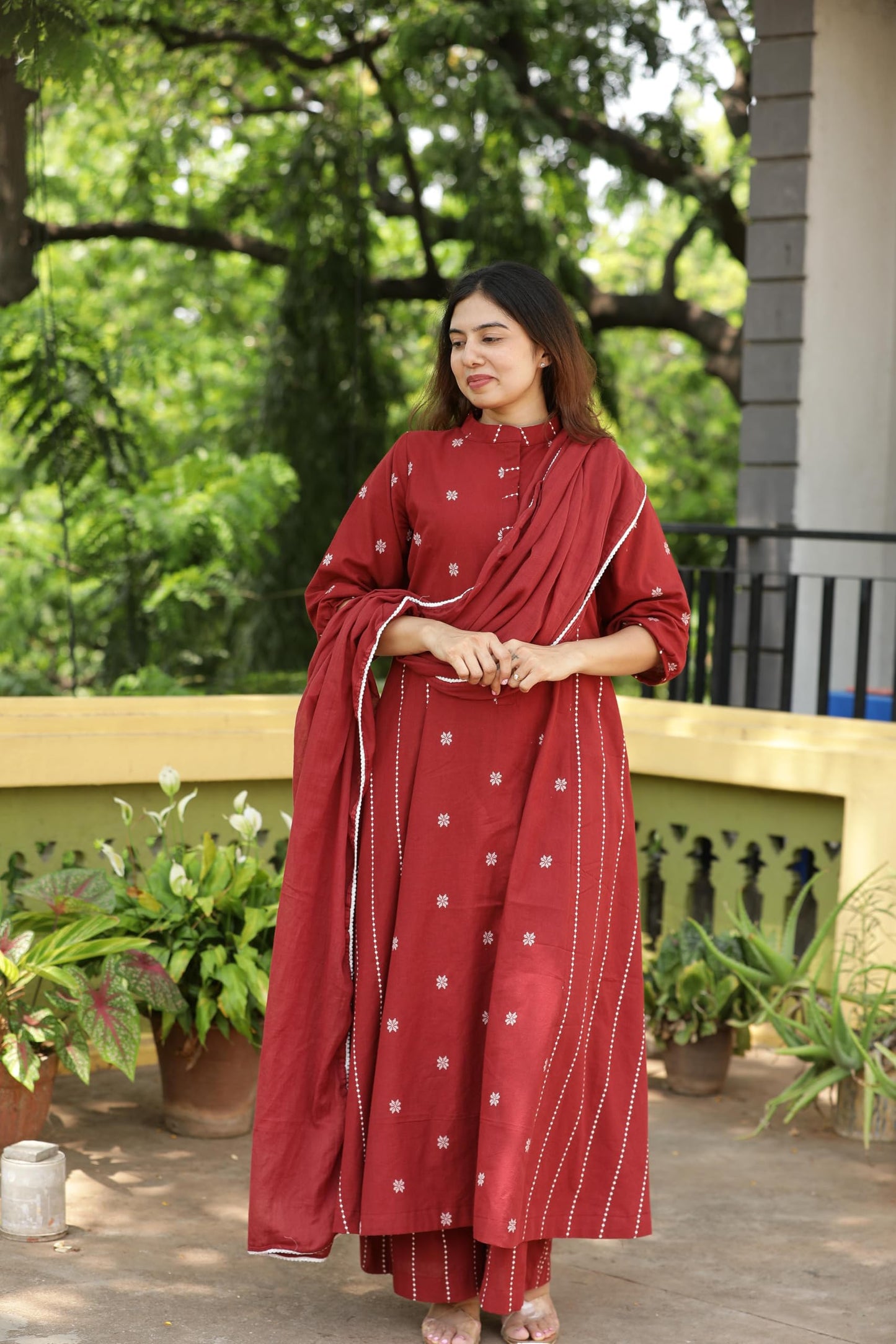 ANNI DESIGNER Women's Rayon Viscose A-Line Printed Kurta with Palazzo & Dupatta