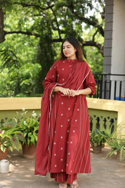 ANNI DESIGNER Women's Rayon Viscose A-Line Printed Kurta with Palazzo & Dupatta