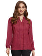 Toochki Maroon Muslin Polka dot Printed Straight Western Shirt top for Womens in Trending Style for Summer wear