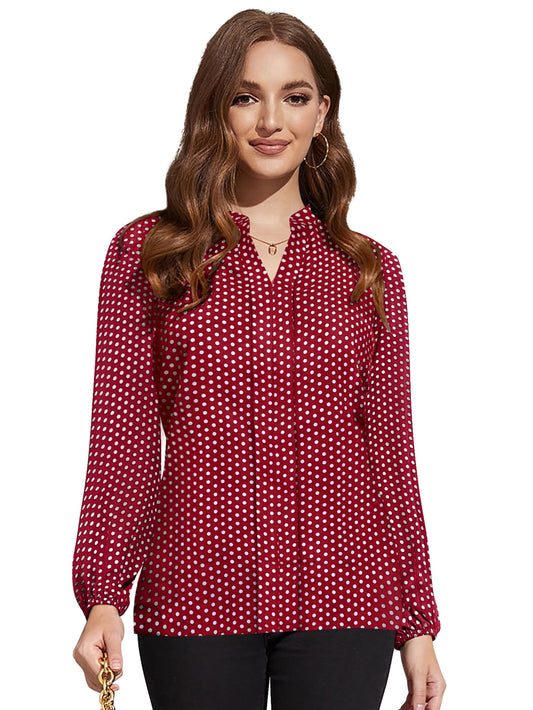 Toochki Womens Maroon Muslin Polka Dot Straight Western Top | Winter Top | Western Top | Top for Women | Latest Women Top | Tre