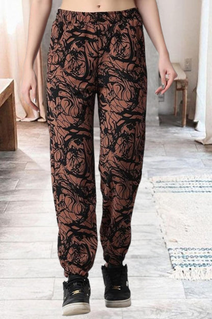 POPWINGS Casual Marblel Printed Joggers for Women || Pull On Joggers for Women || Comfortable Casual Women Joggers for Summer ||