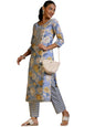 Libas Womens Printed Cotton Straight Kurta With Palazzos