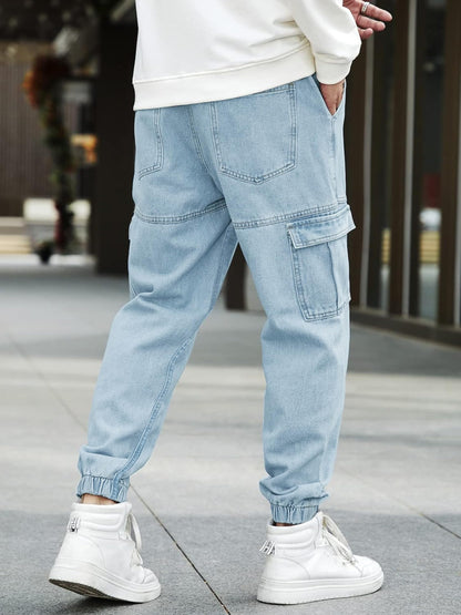 Noble Monk MenS Baggy Fit Jeans | Cargo Pocket | Denim Jeans | Streachable Jean For Men Indigo