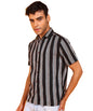 Mildin MenS Cotton Blend Striped Printed Shirt With Spread Collared Neck Half Sleeve Button Closure Regular Fit Straight Standa
