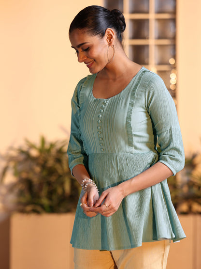 Libas WomenS Silk Blend Solid Regular Kurti (29135 Grey