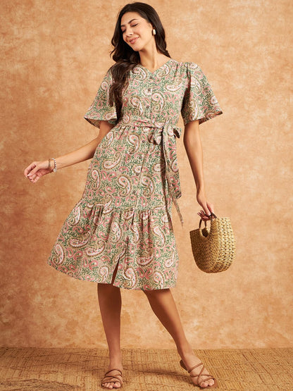 Modeve Women Paisley Print Beige Dress