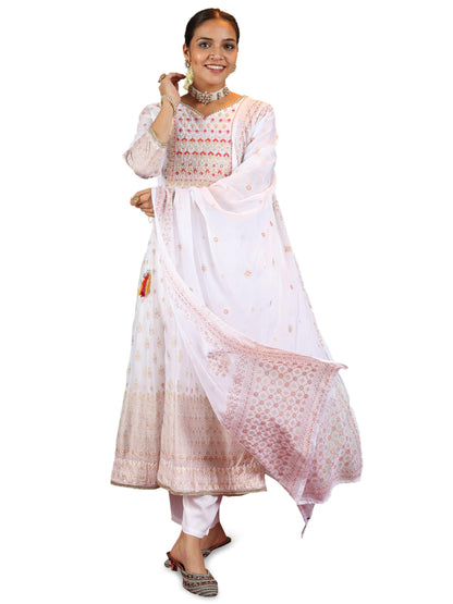 Libas Off White Organza Printed Kurta Sets For Women