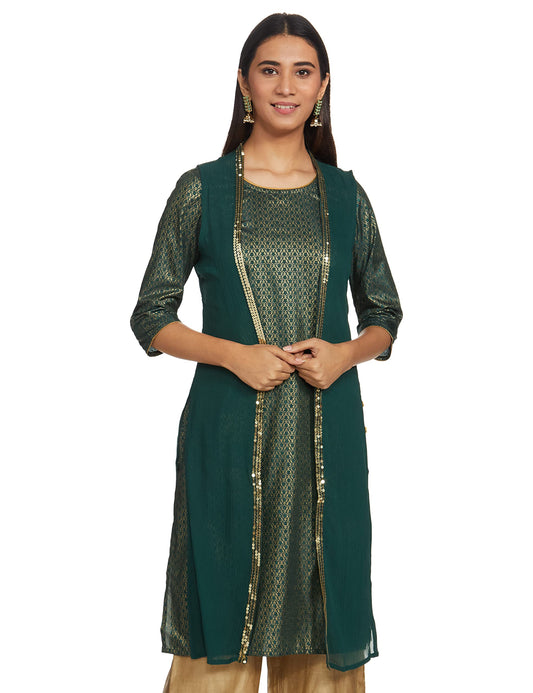 Aurelia Women's Polyester Kurta Knee-Length Suit-Dress Set