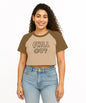 SHODOX 100% Cotton Crop top for Womens - Printed Raglan Sleeve Stylish Tshirt, Relaxed Fit Drop Shoulder Tops for Women