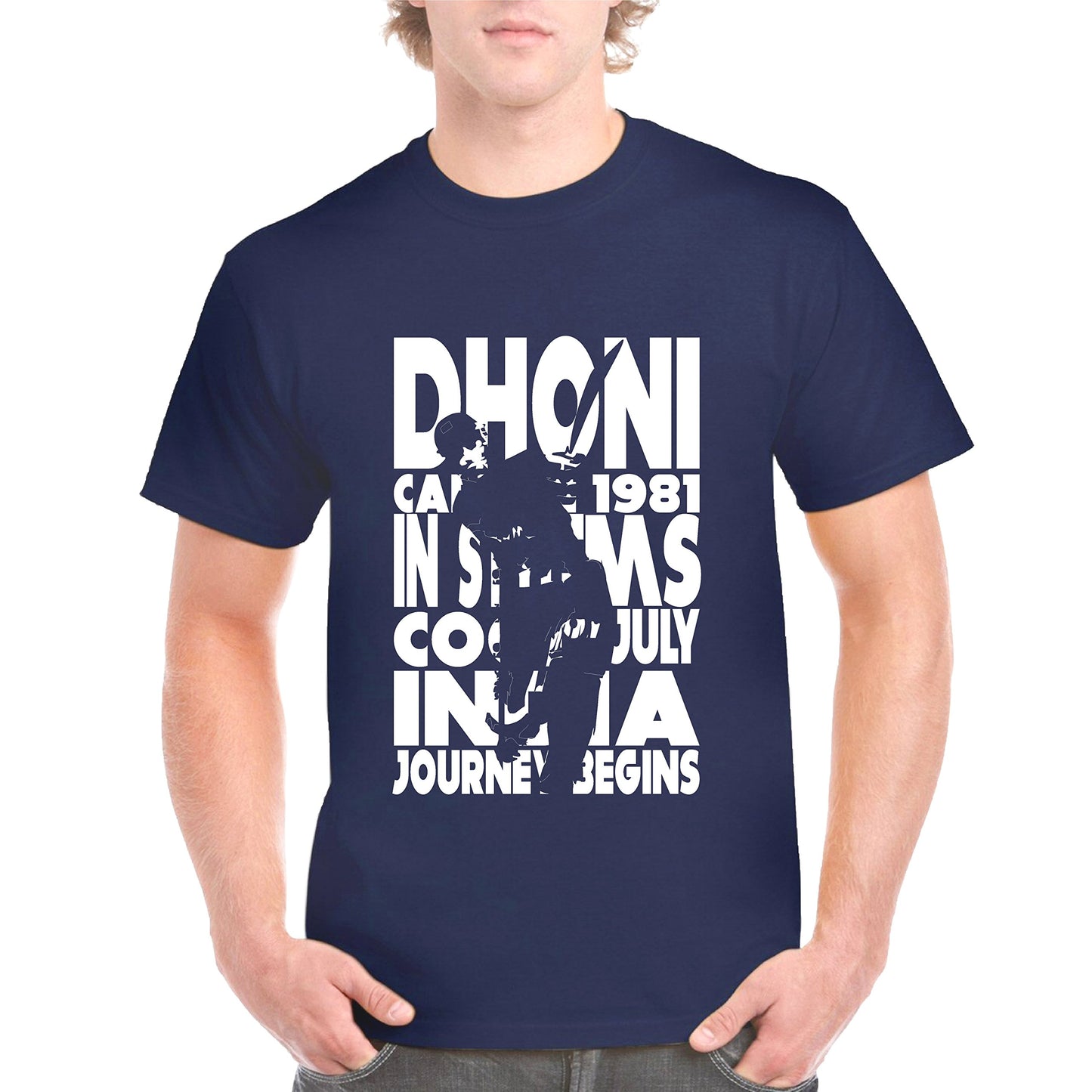 Uniplanet Store MenS Printed Regular Fit T-Shirt (Urt-Dhoni1981-Navyblue-018-P_Navy Blue