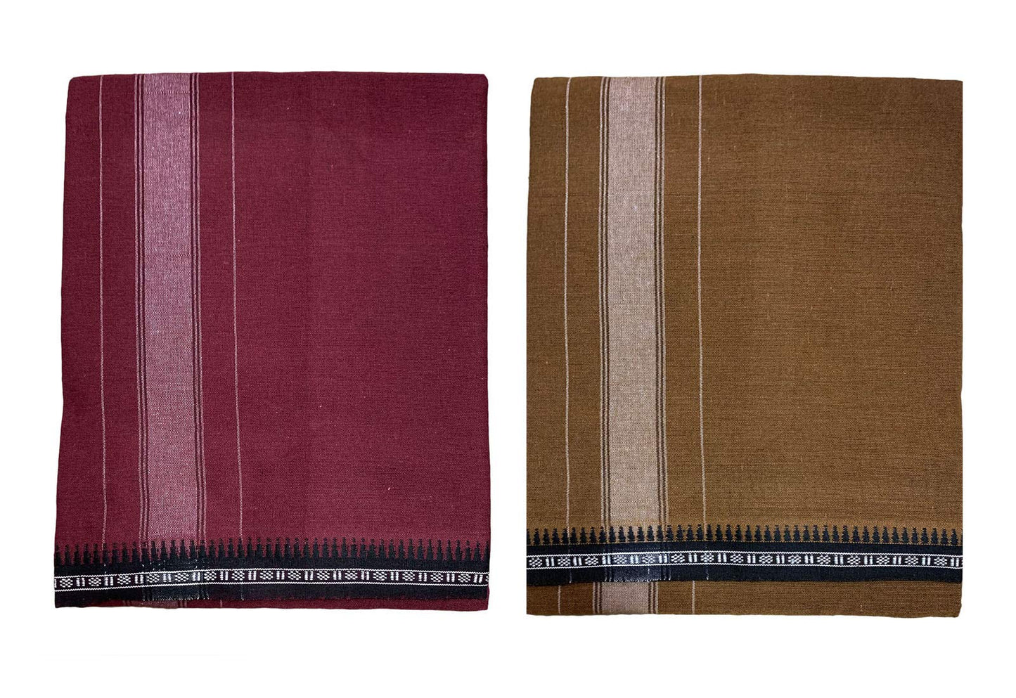 Prakasam Cotton Mens Colour Thalapathi Border Single Dhoti/Size1.28X2.00 Mtrs/Combo Pack Of 2 Dhoties