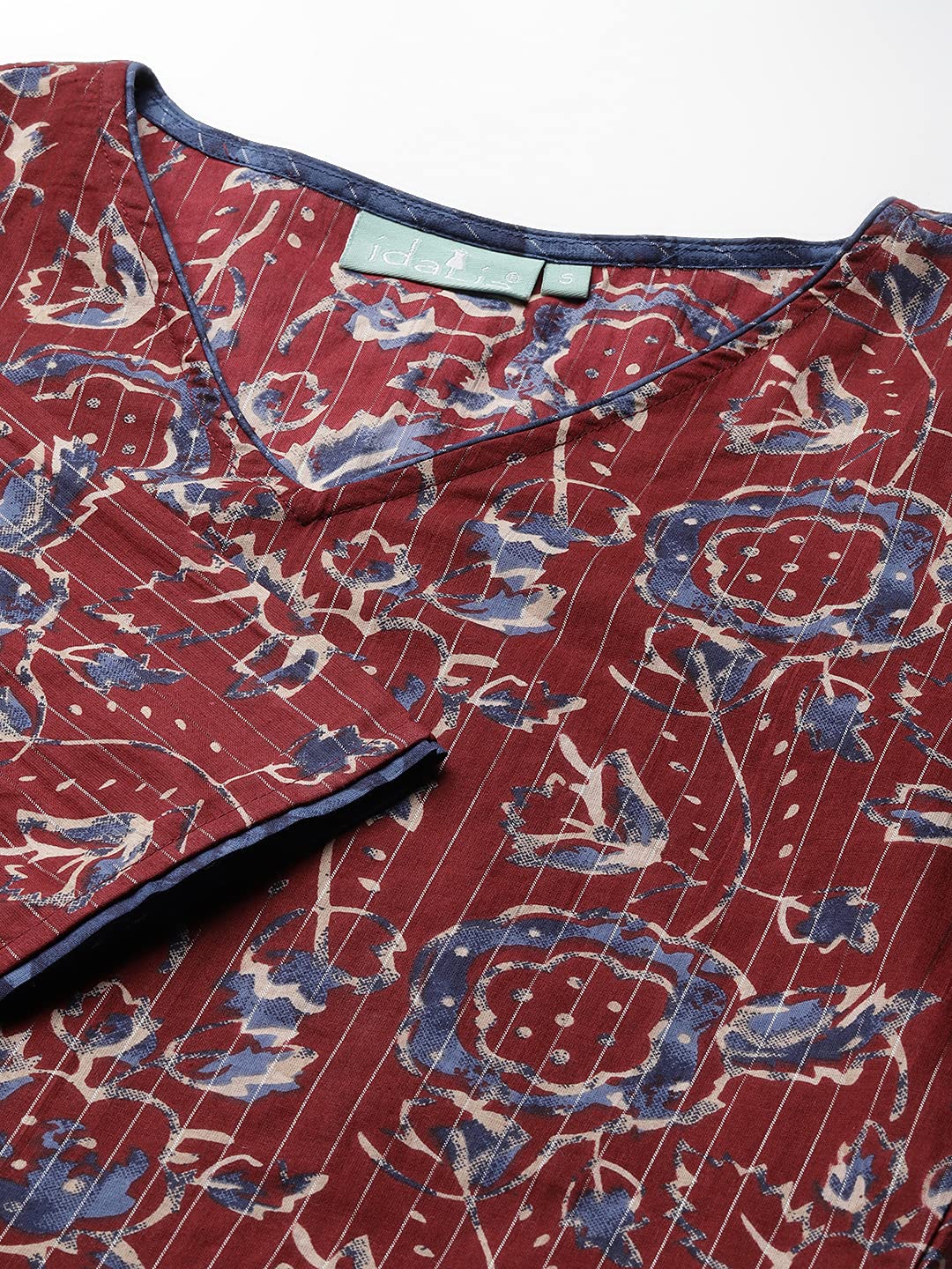 Idalia Maroon Printed Kurta With Blue Printed Pants And Dupatta